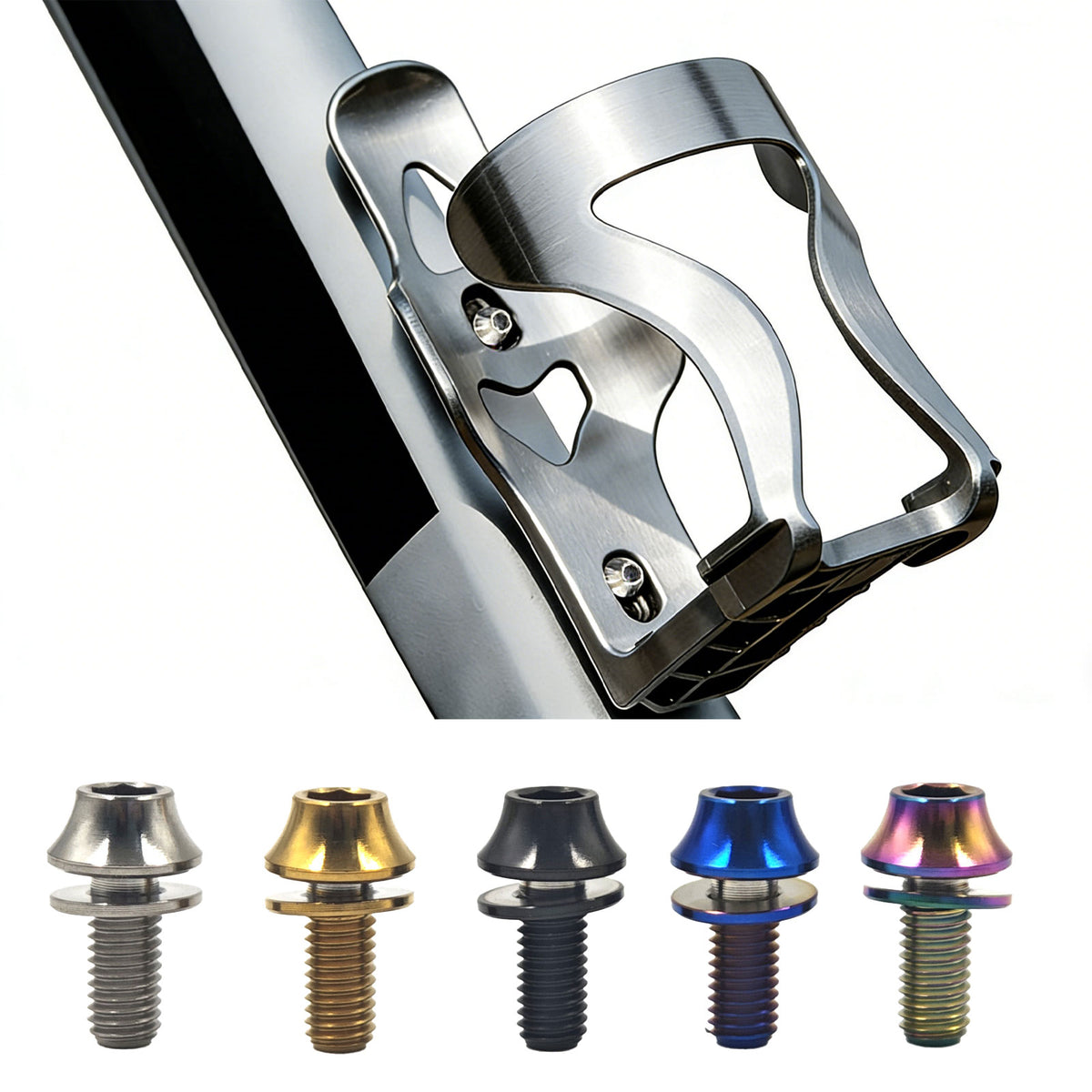 4Pcs M5x12mm Titanium Bolts with Washer for MTB Bike Bottle Cage Screw Titanium Bicyce Hardware Main image