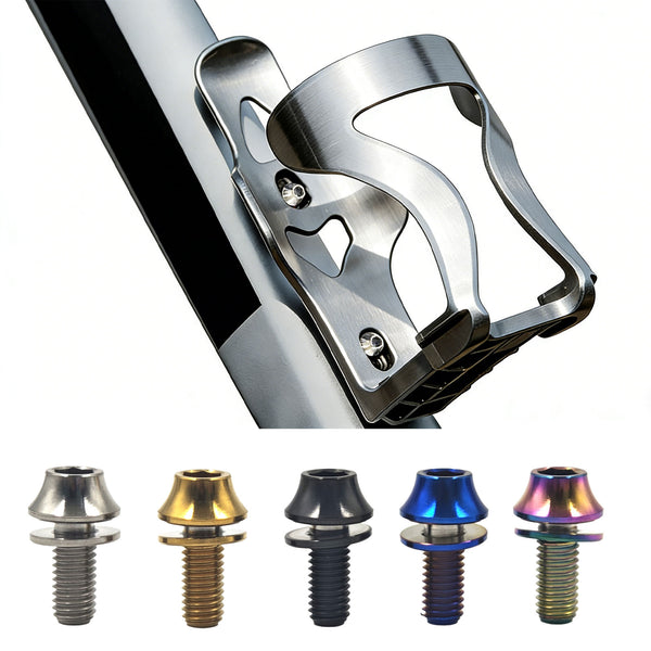 4Pcs M5x12mm Titanium Bolts with Washer for MTB Bike Bottle Cage Screw Titanium Bicyce Hardware