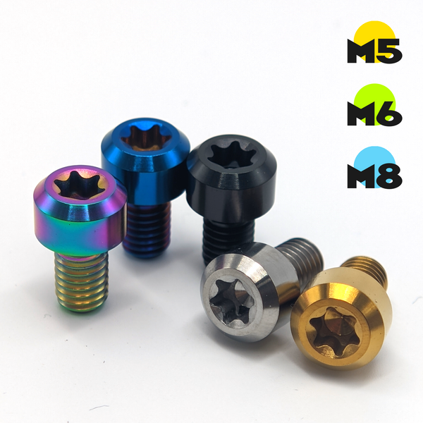 M5 M6 M8 Titanium Bolts, Length 10-50mm Hexagon Socket Torx Drive Screws for MTB Bike Stem / Bicycle Motorcycle