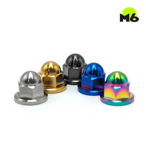 Titanium Nut M6 Pitch 1.0mm M8/M10 Pitch 1.25mm Dome Head Flange Locking Nuts for Bicycle Motorcycle Car
