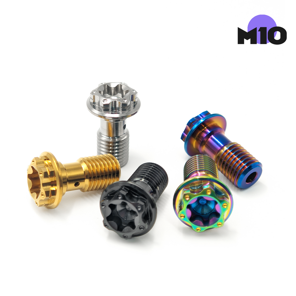 M10 Metric Banjo Bolt for Brake Line Adapter Fitting for Master Cylinder Caliper Clutch System TC4 Grade 5 Titanium Screws