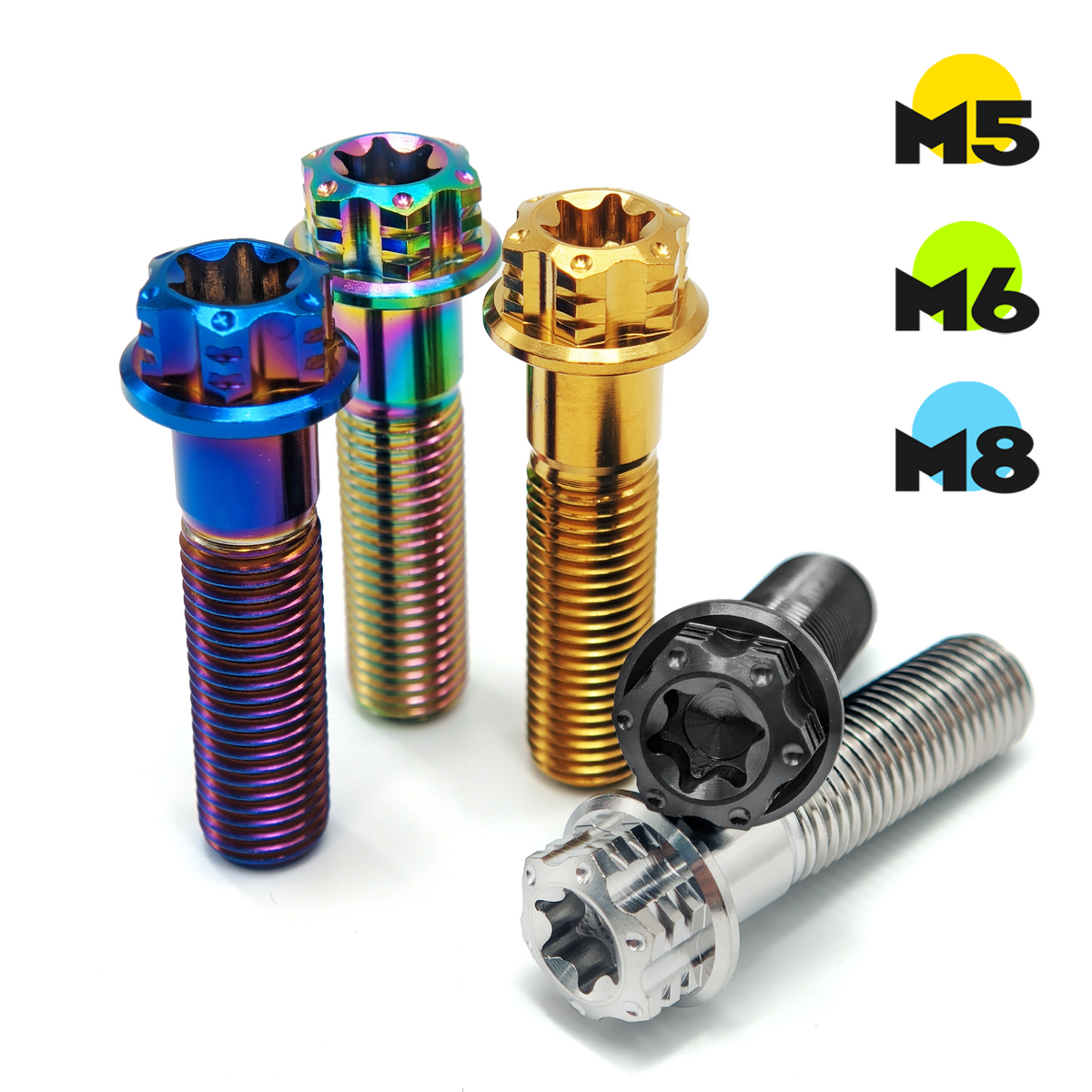 M5 M6 M8 x 15 20 25 30 35 40 45 50 55mm Flanged Hex Head Bolts, TC4/Gr5 Titanium Alloy Screws Strenth 10.9 Main image