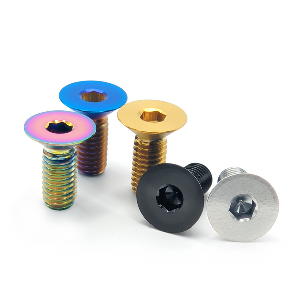 Bike Stem Countersunk Screw M6 x 25 30 35 40mm Titanium Alloy Flat Head Headset Cap Bolt Bike Headset Stem Top Cap Fixing Bolts