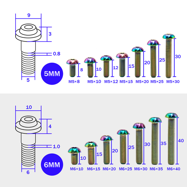 TC4 Titanium Bolts Bicycle Water Bottle Cage M5x8 10 12mm Button Head Allen Key Bolt Disc Brake Cycle Rotor Screws