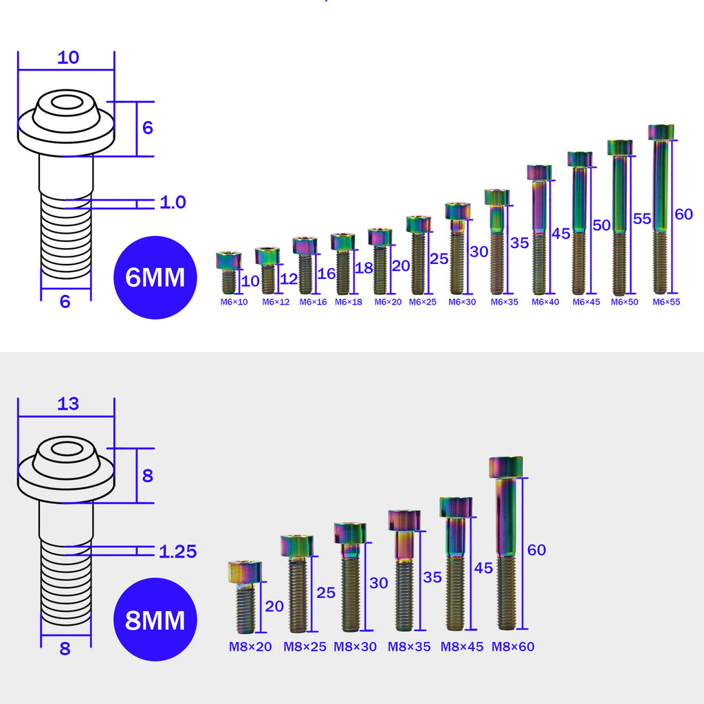 M8 x 20 30 40 50 60mm Titanium Bolt Fastener Hex Socket Screws for Honda Motorcycle Bicycle Scooter