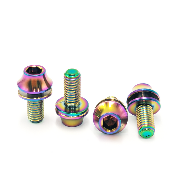 4Pcs M5x12mm Titanium Bolts with Washer for MTB Bike Bottle Cage Screw Titanium Bicyce Hardware
