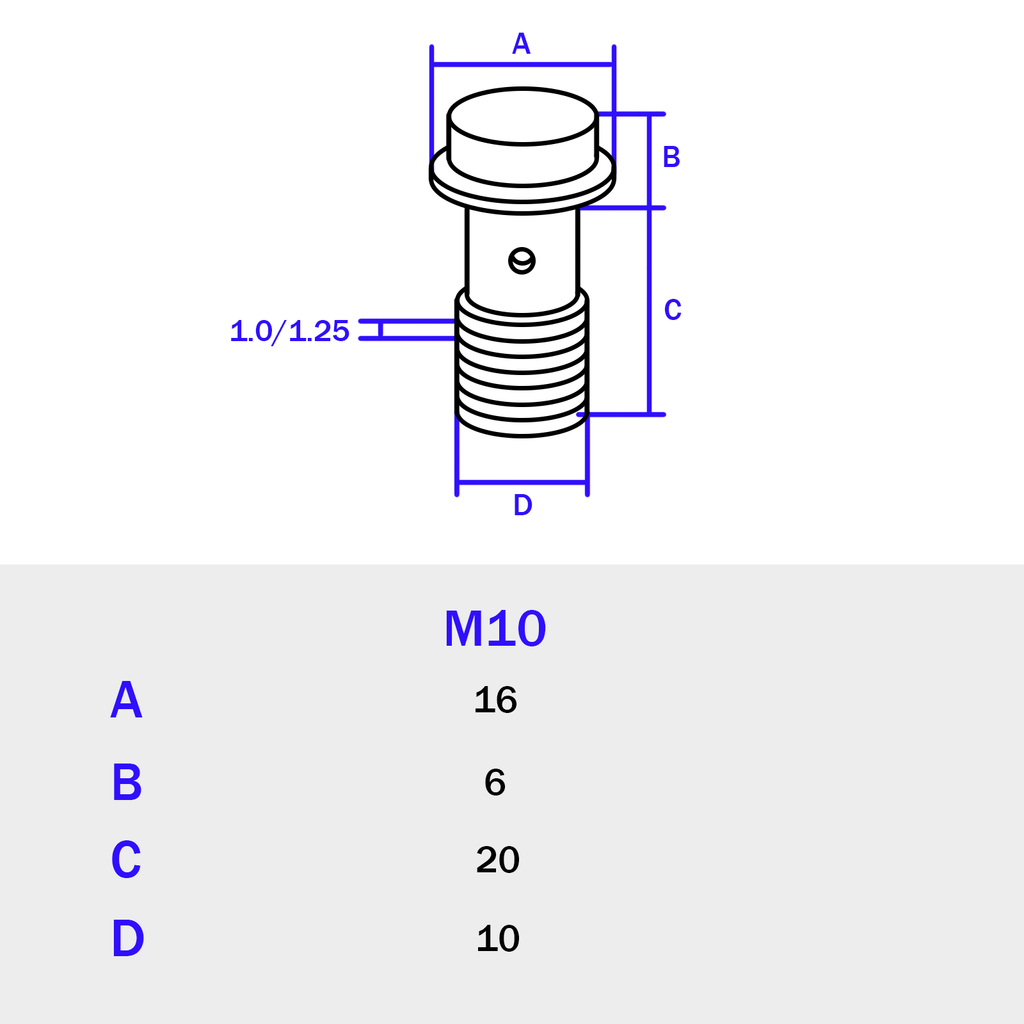 M10 Metric Banjo Bolt for Brake Line Adapter Fitting for Master Cylinder Caliper Clutch System TC4 Grade 5 Titanium Screws