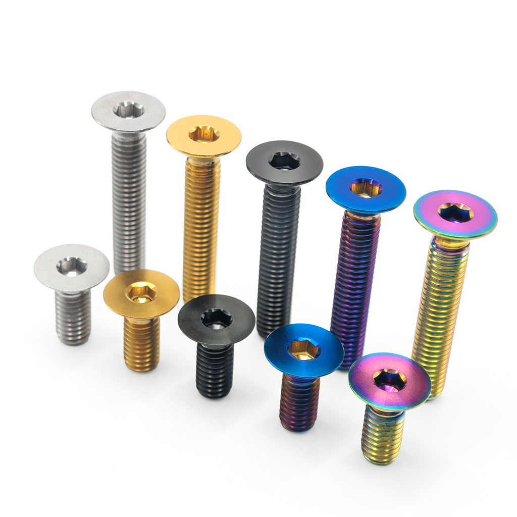 Bike Stem Countersunk Screw M6 x 25 30 35 40mm Titanium Alloy Flat Head Headset Cap Bolt Bike Headset Stem Top Cap Fixing Bolts