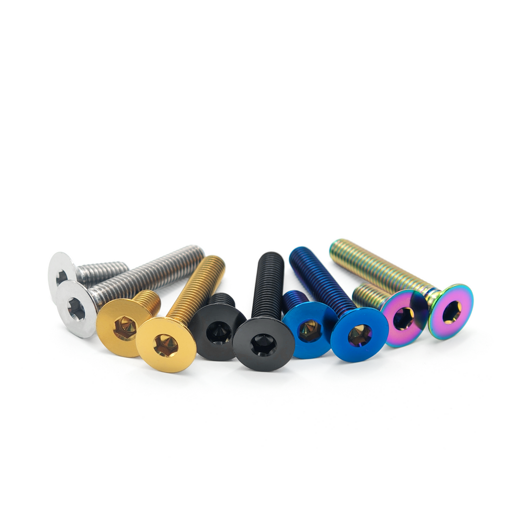 Bike Stem Countersunk Screw M6 x 25 30 35 40mm Titanium Alloy Flat Head Headset Cap Bolt Bike Headset Stem Top Cap Fixing Bolts