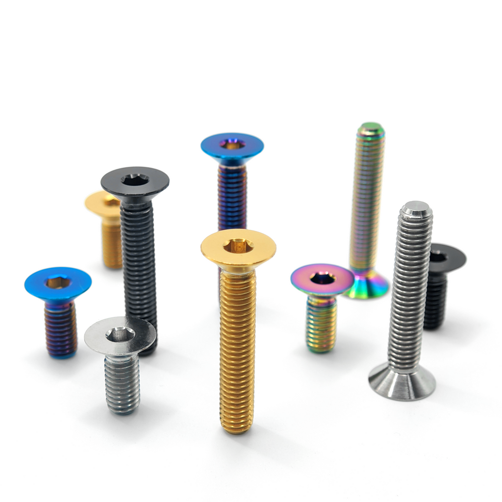 Bike Stem Countersunk Screw M6 x 25 30 35 40mm Titanium Alloy Flat Head Headset Cap Bolt Bike Headset Stem Top Cap Fixing Bolts