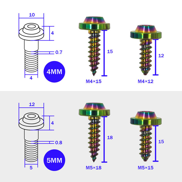 Titanium Bolt M4 x12 15mm M5 x 15 18mm Self-Tapping Torx Head Screws for Bike Motorcycle Car Boat Ti Fasteners
