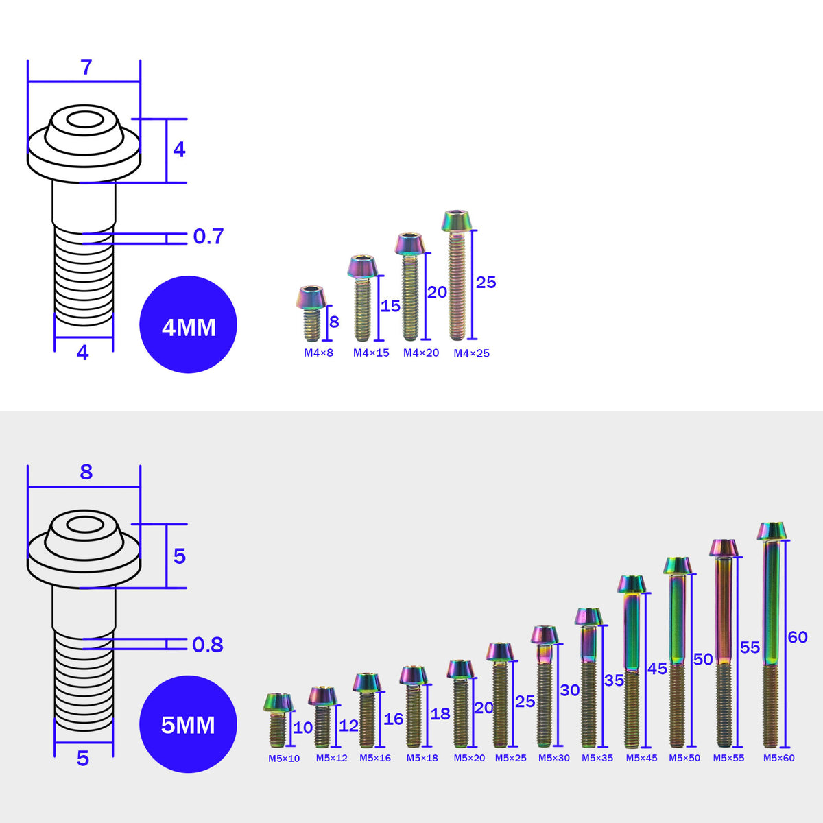 Titanium Bolt M4 x 8 15 20 25mm Screw for MTB Road Bicycle Seatpost Headset Brake - Bike Hardware Accessory