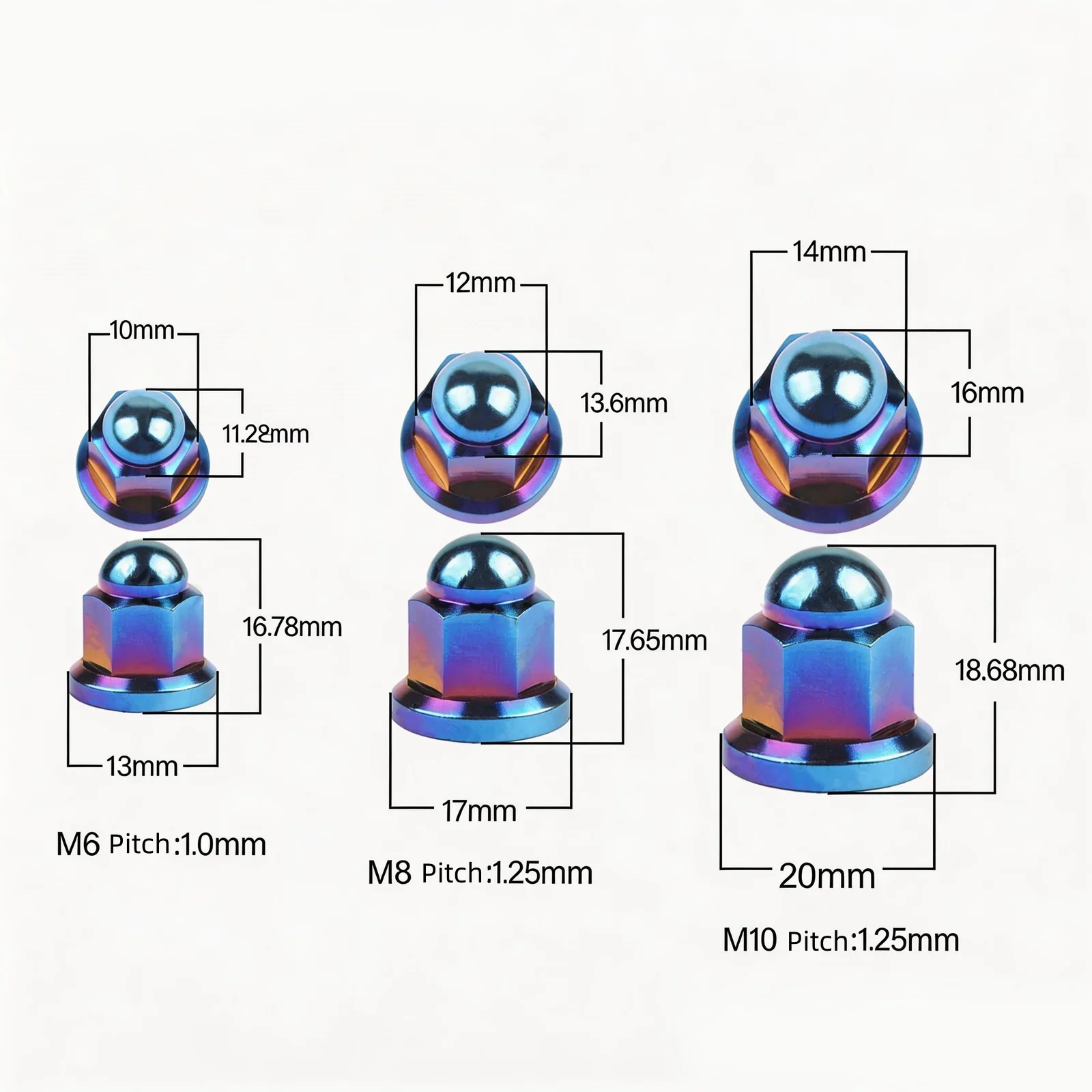 Titanium Nut M6 Pitch 1.0mm M8/M10 Pitch 1.25mm Dome Head Flange Locking Nuts for Bicycle Motorcycle Car Secondary image