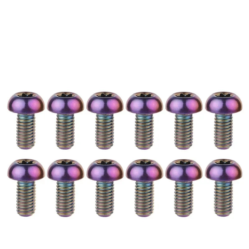 12Pcs Ti Titanium Bolts M5x10 12mm Bicycle Bike Disc Brake Cycle Rotor Screws & Bottle Cage Screw