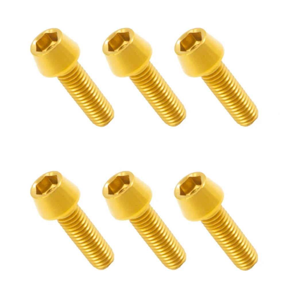 6 Pieces Titanium Bolts Hexagon Socket M5x16 18 20mm Tapered Head Screw for MTB Bike Bicycle Stem Parts