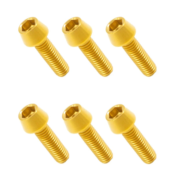 6 Pieces Titanium Bolts Hexagon Socket M5x16 18 20mm Tapered Head Screw for MTB Bike Bicycle Stem Parts