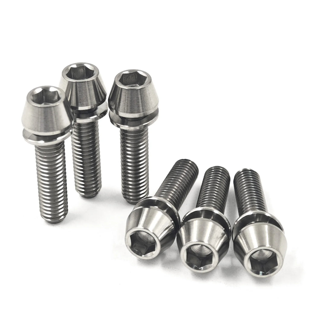 6 Pieces Titanium Bolts Hexagon Socket M5x16 18 20mm Tapered Head Screw for MTB Bike Bicycle Stem Parts