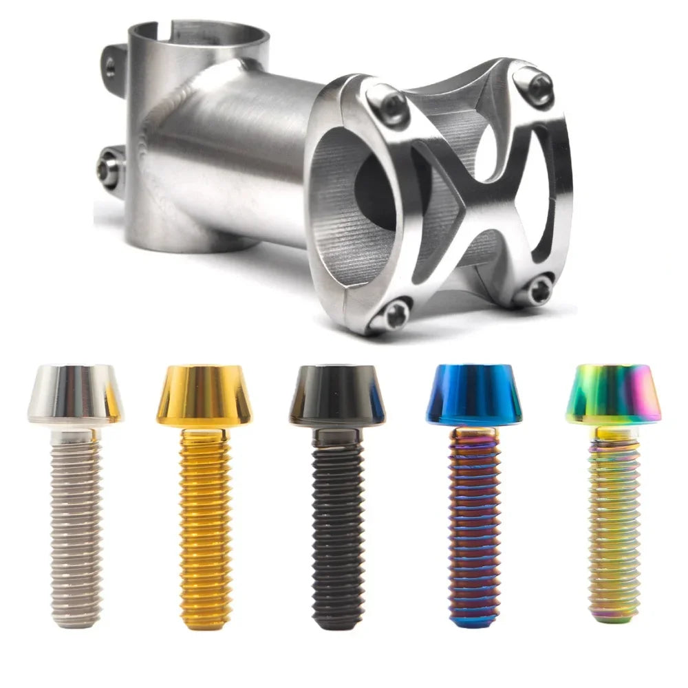 6 Pieces Titanium Bolts Hexagon Socket M5x16 18mm Tapered Head Screw for MTB Bike Bicycle Stem Parts
