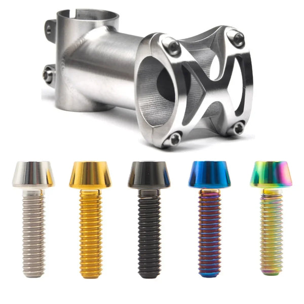 6 Pieces Titanium Bolts Hexagon Socket M5x16 18mm Tapered Head Screw for MTB Bike Bicycle Stem Parts