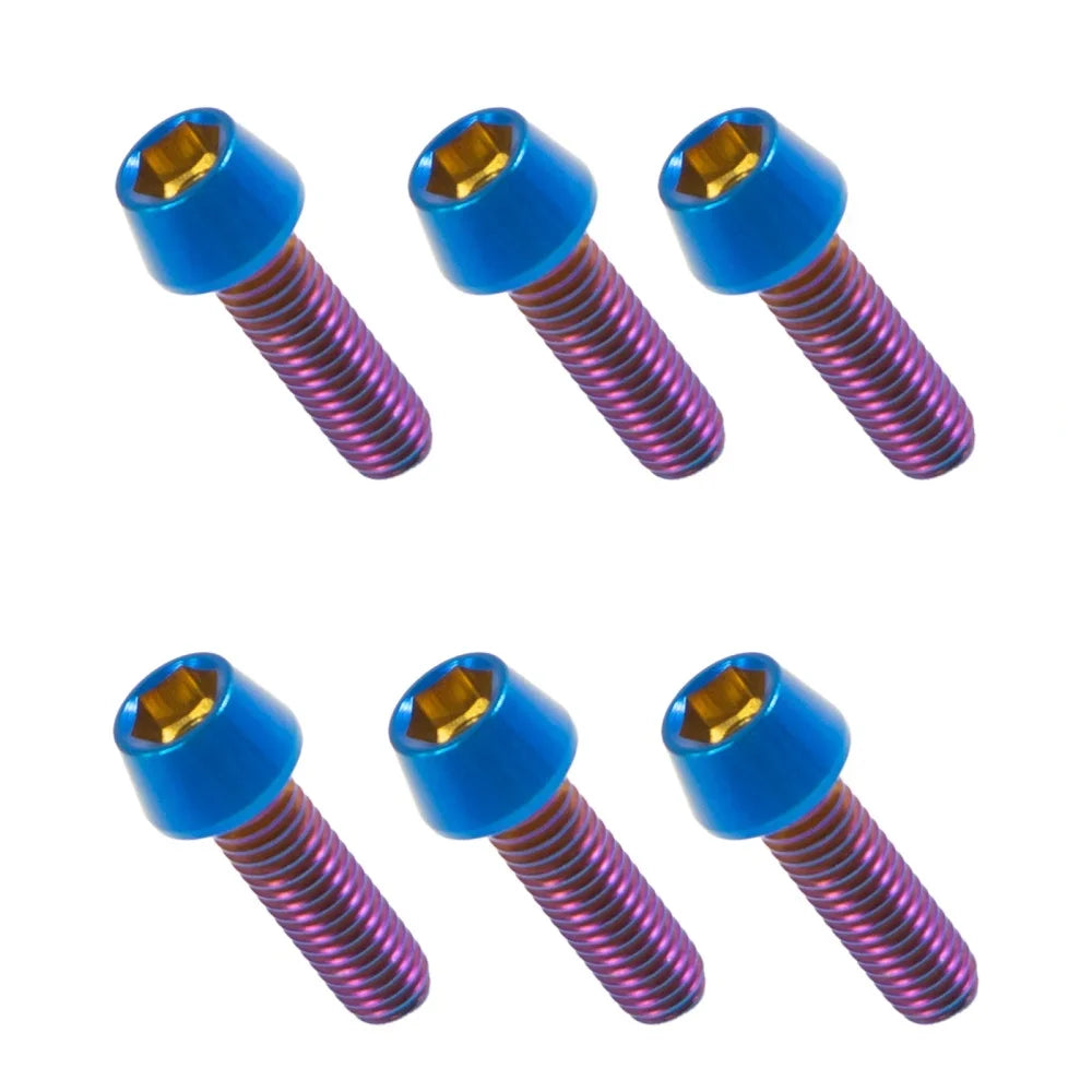 6 Pieces Titanium Bolts Hexagon Socket M5x16 18mm Tapered Head Screw for MTB Bike Bicycle Stem Parts
