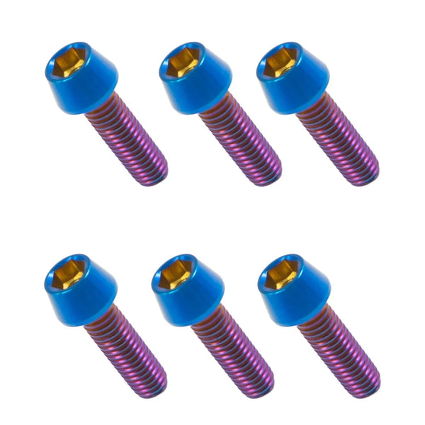 6 Pieces Titanium Bolts Hexagon Socket M5x16 18mm Tapered Head Screw for MTB Bike Bicycle Stem Parts