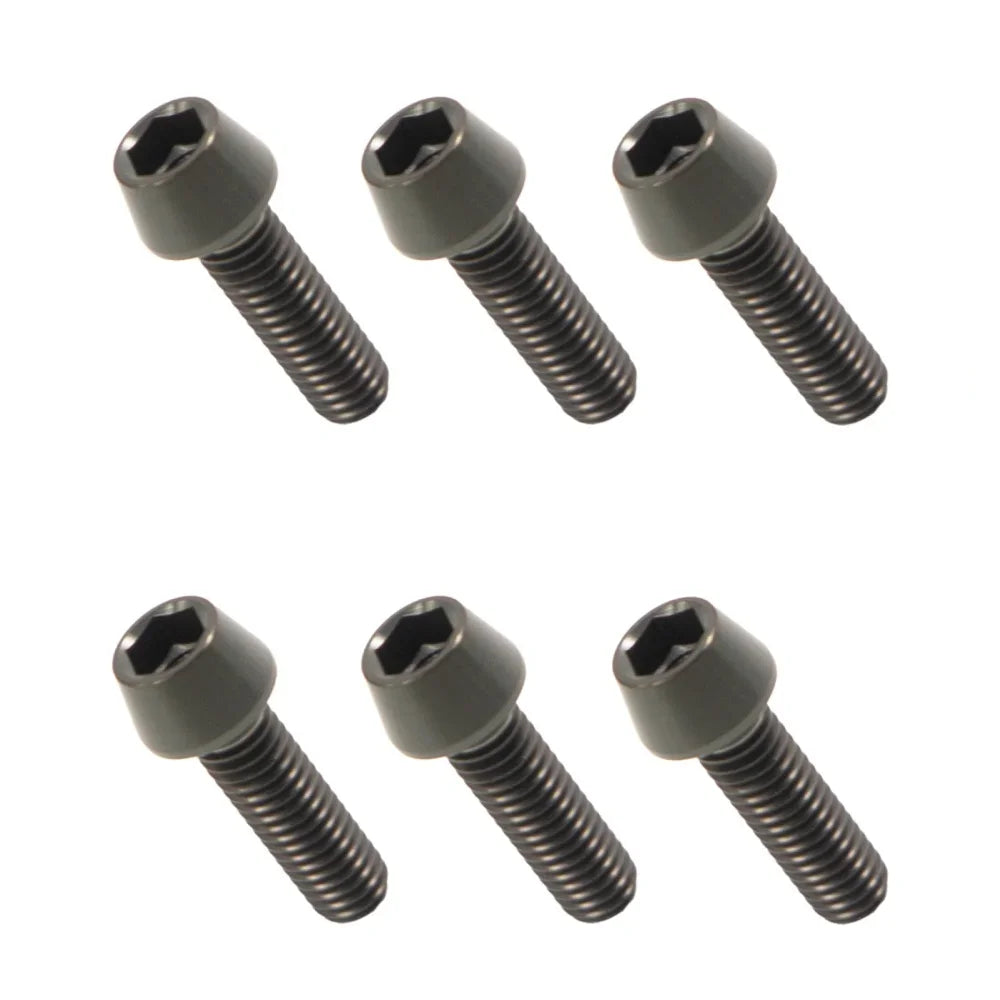 6 Pieces Titanium Bolts Hexagon Socket M5x16 18 20mm Tapered Head Screw for MTB Bike Bicycle Stem Parts