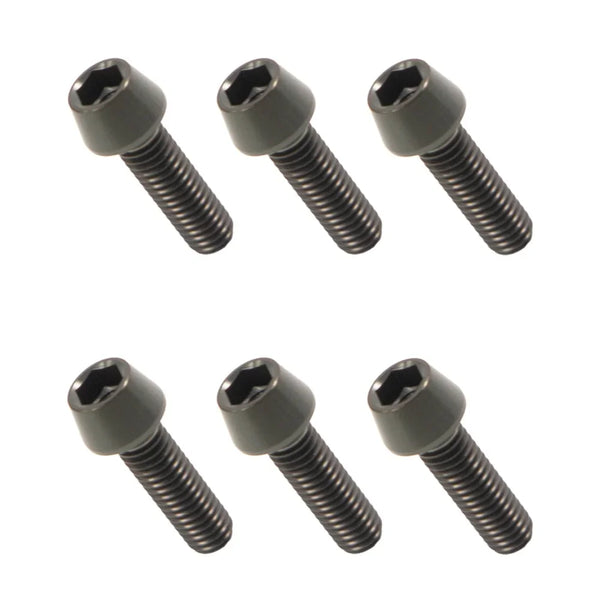 6 Pieces Titanium Bolts Hexagon Socket M5x16 18 20mm Tapered Head Screw for MTB Bike Bicycle Stem Parts