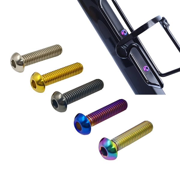 TC4 Titanium Bolts Bicycle Water Bottle Cage M5x8 10 12mm Button Head Allen Key Bolt Disc Brake Cycle Rotor Screws