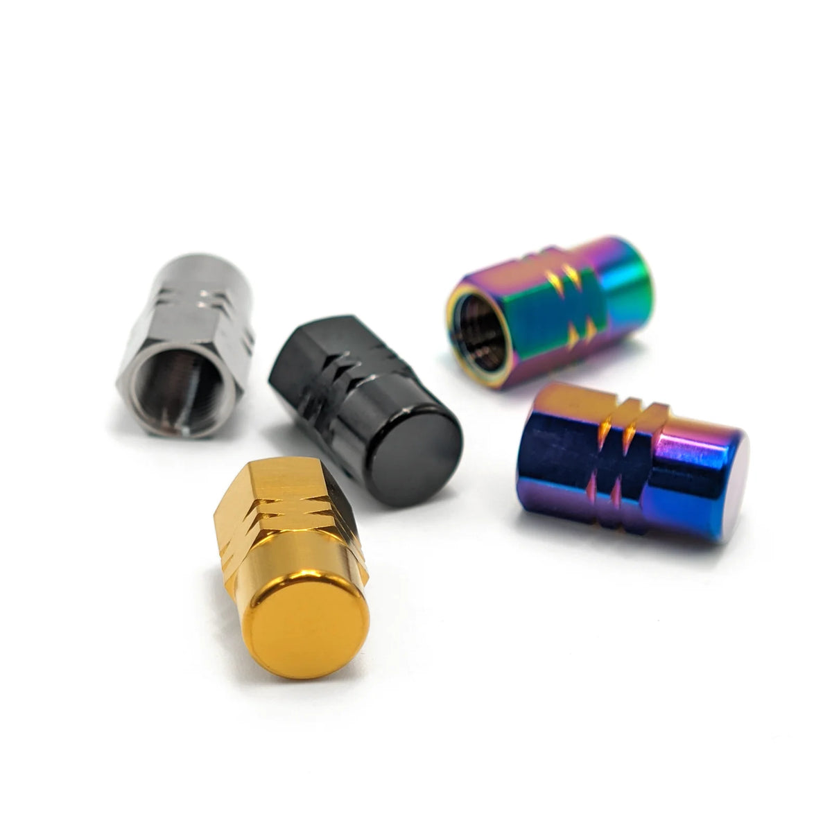 Grade 5 Titanium Car Tire Valve Caps Stem Cover Wheel Rim Nuts Hexagon Screw-On Design  (16 x φ 8.9 mm)