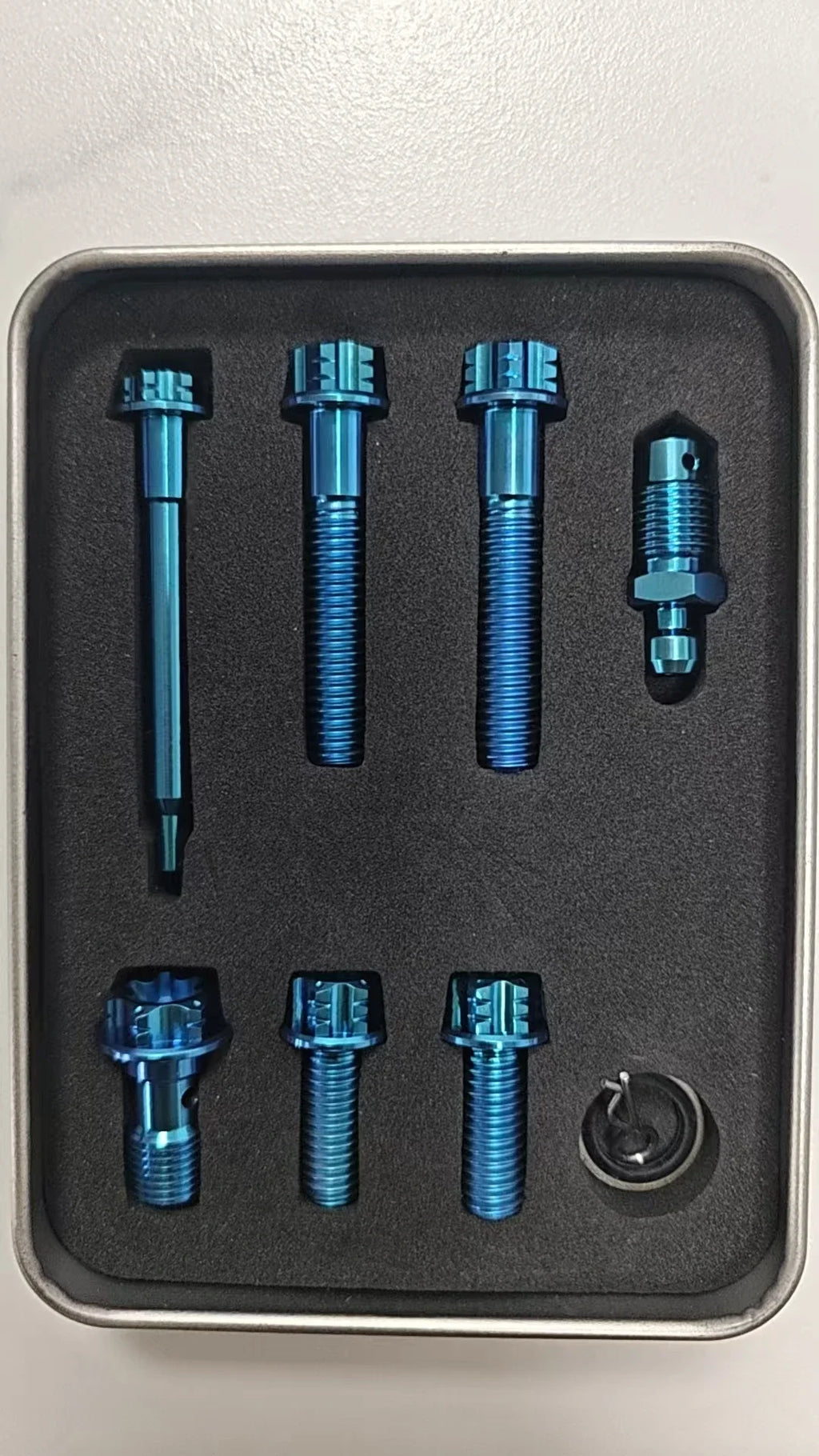 1Set Gr5 Titanium Alloy Bolt Kits for Motorcycle Brembo Brake Caliper Double-Line Bleeder Joint Hollow Caliper Pin
