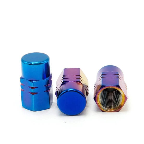 Grade 5 Titanium Car Tire Valve Caps Stem Cover Wheel Rim Nuts Hexagon Screw-On Design  (16 x φ 8.9 mm)