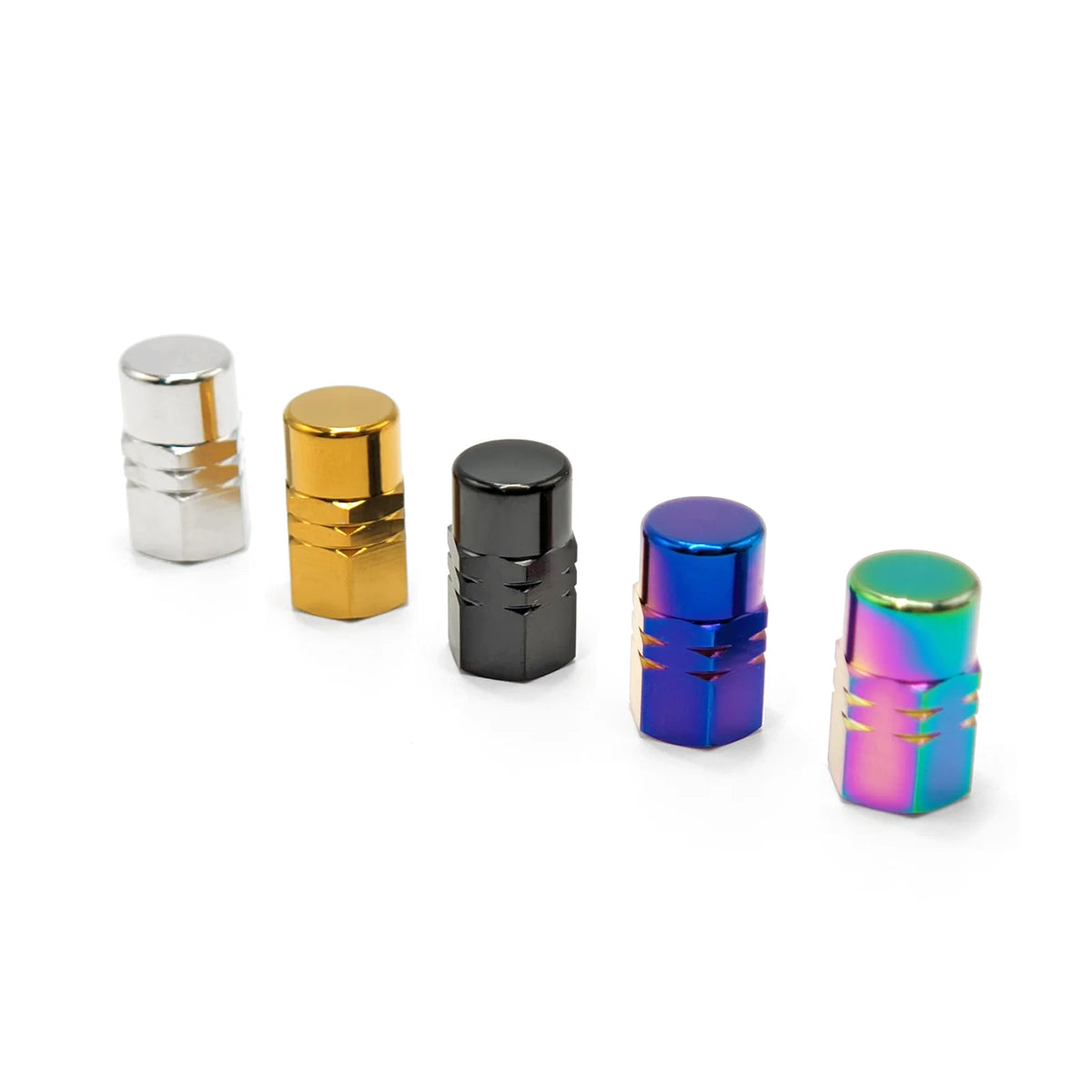 Grade 5 Titanium Car Tire Valve Caps Stem Cover Wheel Rim Nuts Hexagon Screw-On Design  (16 x φ 8.9 mm) Main image