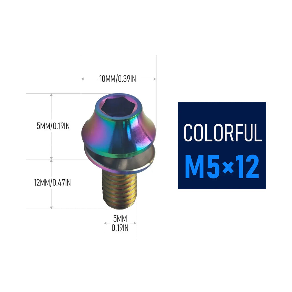 4Pcs M5x12mm Titanium Bolts with Washer for MTB Bike Bottle Cage Screw Titanium Bicyce Hardware
