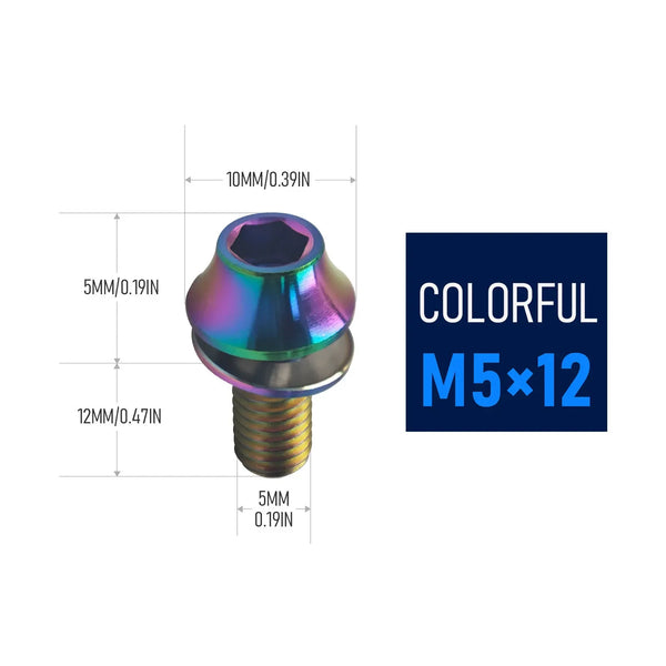4Pcs M5x12mm Titanium Bolts with Washer for MTB Bike Bottle Cage Screw Titanium Bicyce Hardware