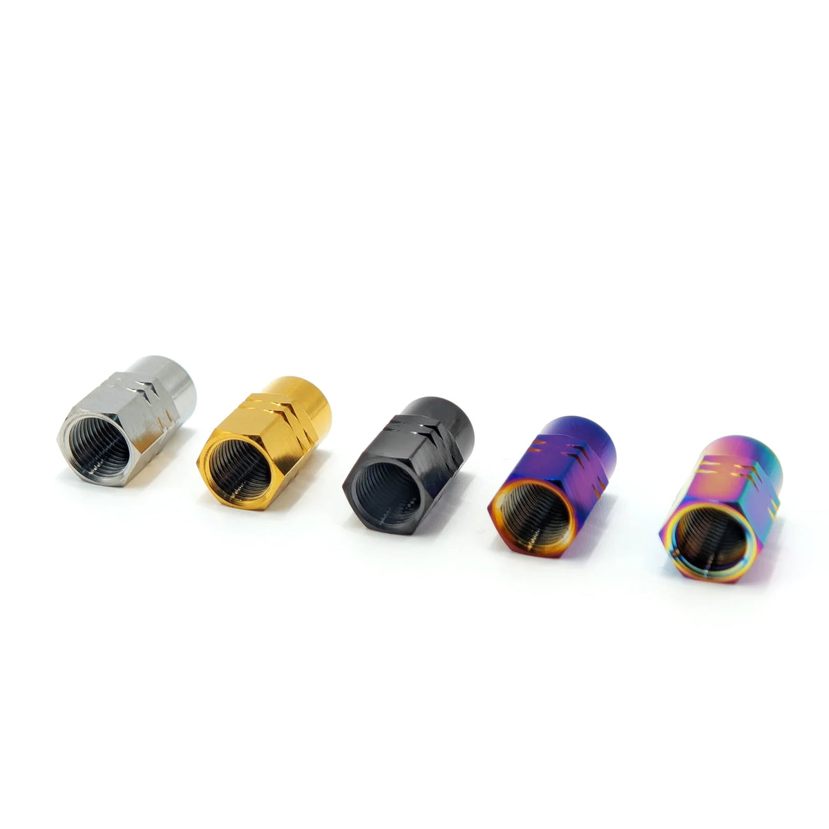 Grade 5 Titanium Car Tire Valve Caps Stem Cover Wheel Rim Nuts Hexagon Screw-On Design  (16 x φ 8.9 mm)