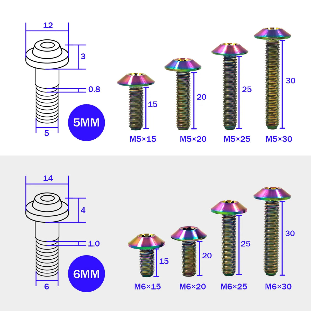 Titanium Bolts M5 M6 Lightweight Screws for Bicycle Motorcycle Bike Parts Accessories
