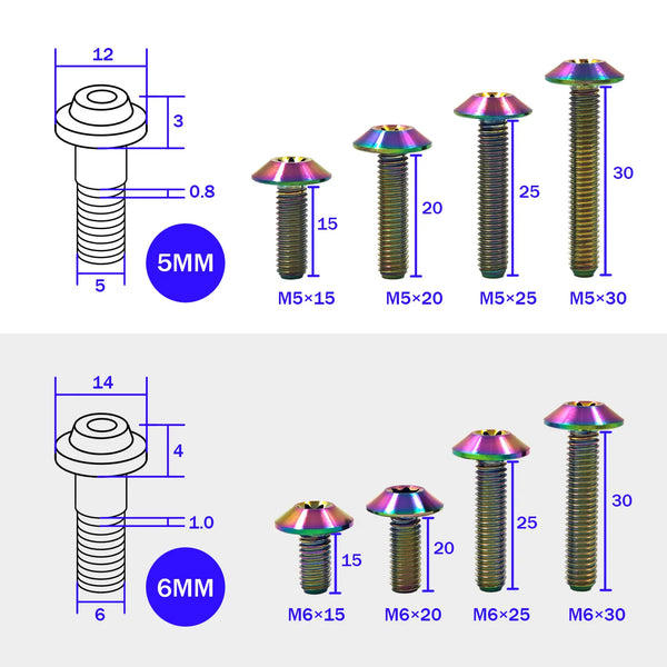 Titanium Bolts M5 M6 Lightweight Screws for Bicycle Motorcycle Bike Parts Accessories