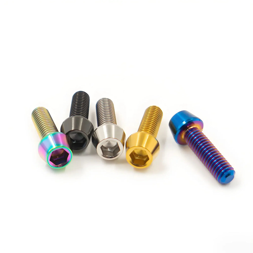 6 Pieces Titanium Bolts Hexagon Socket M5x16 18mm Tapered Head Screw for MTB Bike Bicycle Stem Parts