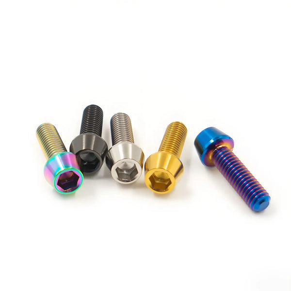 6 Pieces Titanium Bolts Hexagon Socket M5x16 18mm Tapered Head Screw for MTB Bike Bicycle Stem Parts