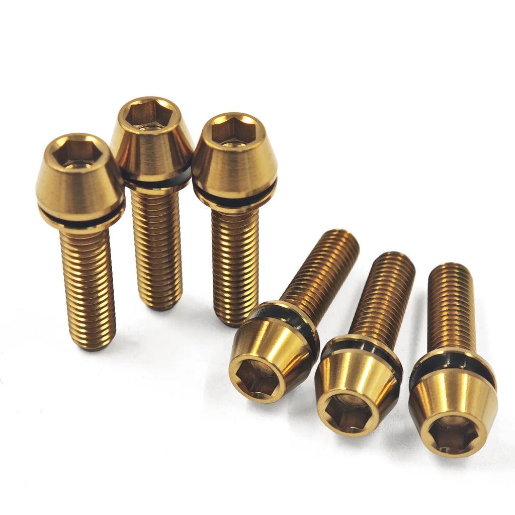 6 Pieces Titanium Bolts Hexagon Socket M5x16 18 20mm Tapered Head Screw for MTB Bike Bicycle Stem Parts