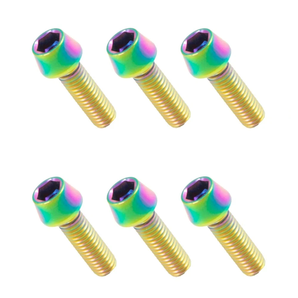 6 Pieces Titanium Bolts Hexagon Socket M5x16 18mm Tapered Head Screw for MTB Bike Bicycle Stem Parts
