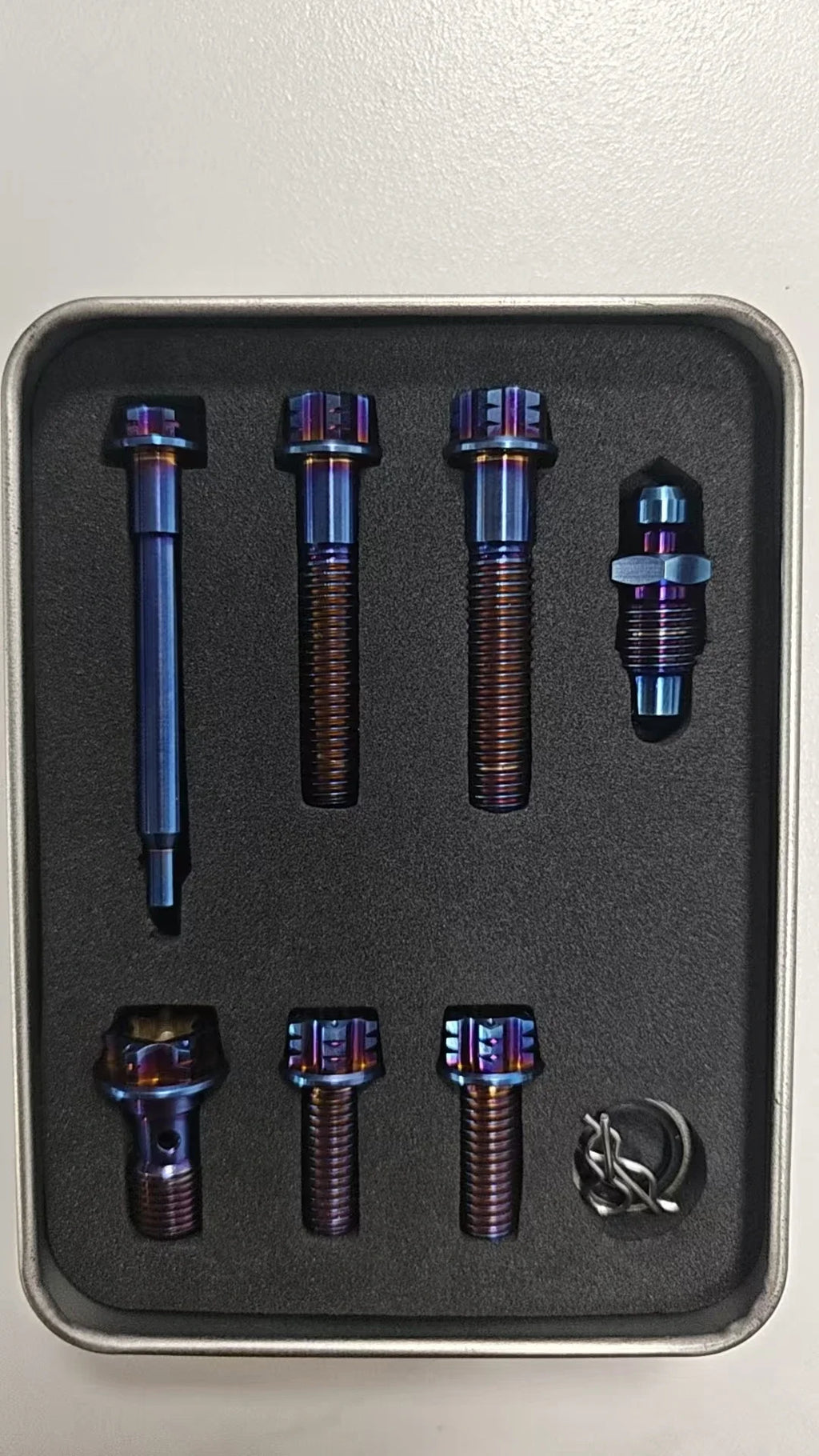 1Set Gr5 Titanium Alloy Bolt Kits for Motorcycle Brembo Brake Caliper Double-Line Bleeder Joint Hollow Caliper Pin