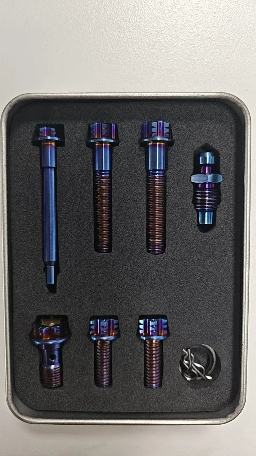 1Set Gr5 Titanium Alloy Bolt Kits for Motorcycle Brembo Brake Caliper Double-Line Bleeder Joint Hollow Caliper Pin