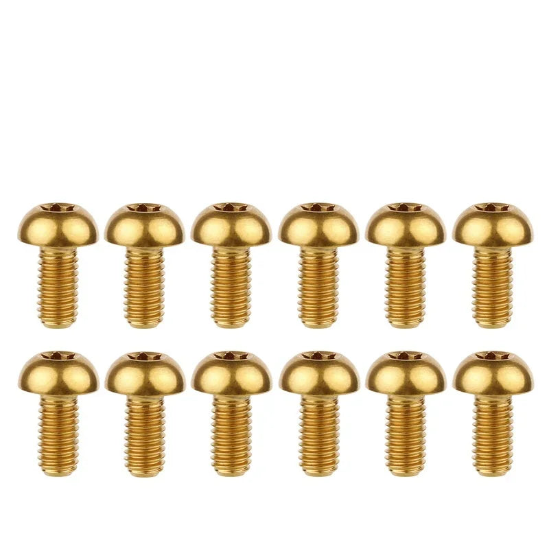 12Pcs Ti Titanium Bolts M5x10 12mm Bicycle Bike Disc Brake Cycle Rotor Screws & Bottle Cage Screw