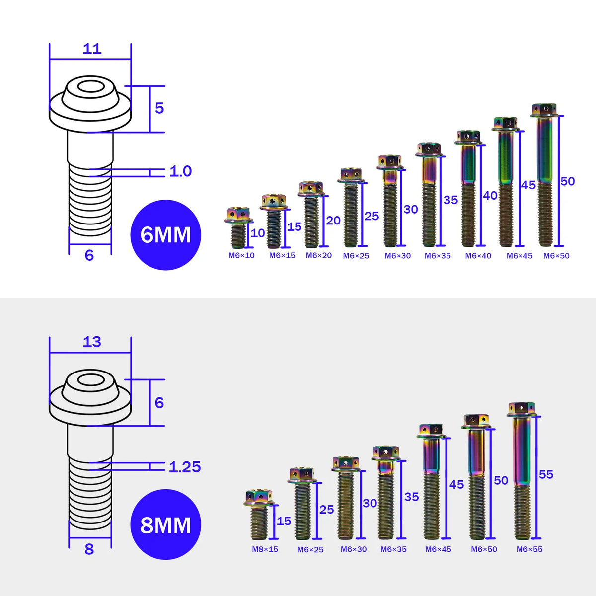 Titanium Bolt M6 Hex Head Screws for Bike MTB Bike Motorcycle Bicycle Lightweight Fasteners
