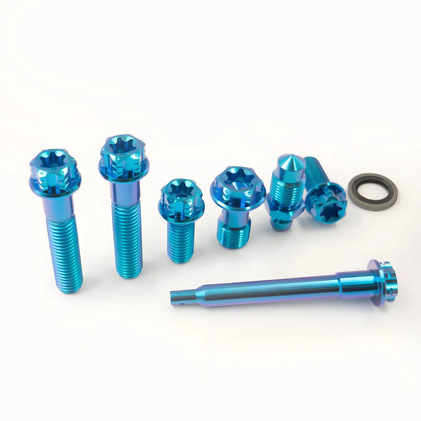 1Set Gr5 Titanium Alloy Bolt Kits for Motorcycle Brembo Brake Caliper Double-Line Bleeder Joint Hollow Caliper Pin