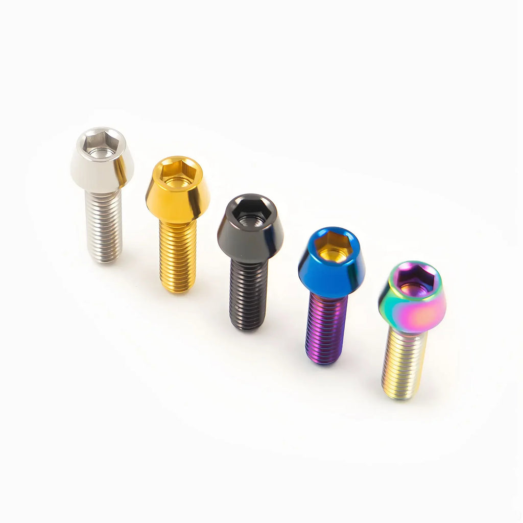 6 Pieces Titanium Bolts Hexagon Socket M5x16 18mm Tapered Head Screw for MTB Bike Bicycle Stem Parts