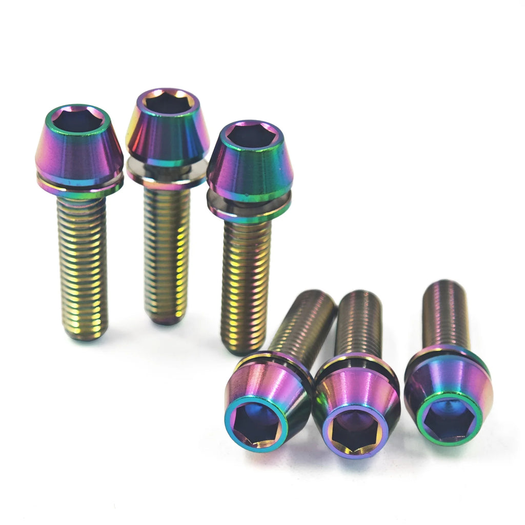 6 Pieces Titanium Bolts Hexagon Socket M5x16 18 20mm Tapered Head Screw for MTB Bike Bicycle Stem Parts