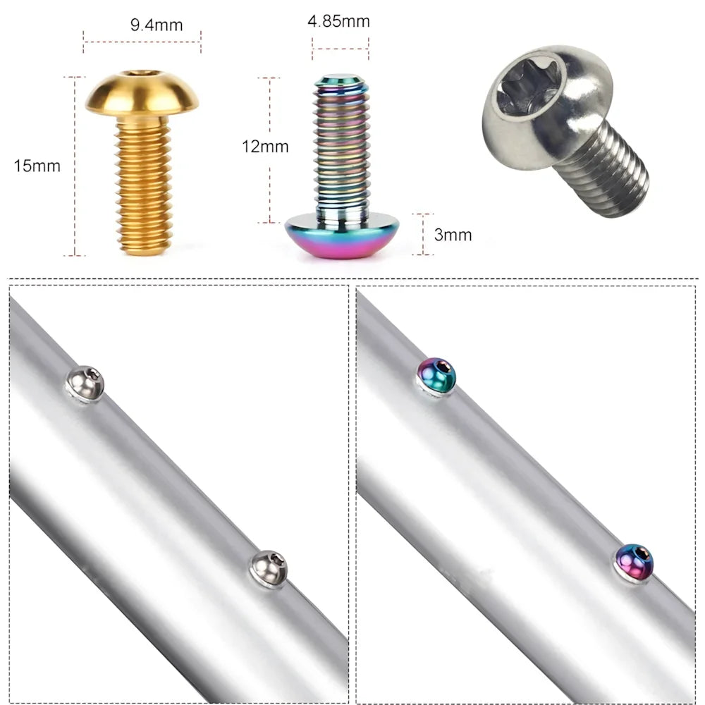 4Pcs M5x12mm Titanium Bolts for MTB Bike Bottle Cage Screw Titanium Bike Hardware