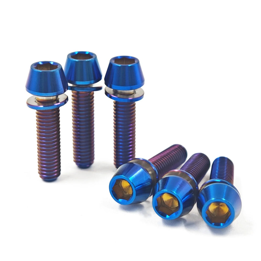 6 Pieces Titanium Bolts Hexagon Socket M5x16 18 20mm Tapered Head Screw for MTB Bike Bicycle Stem Parts